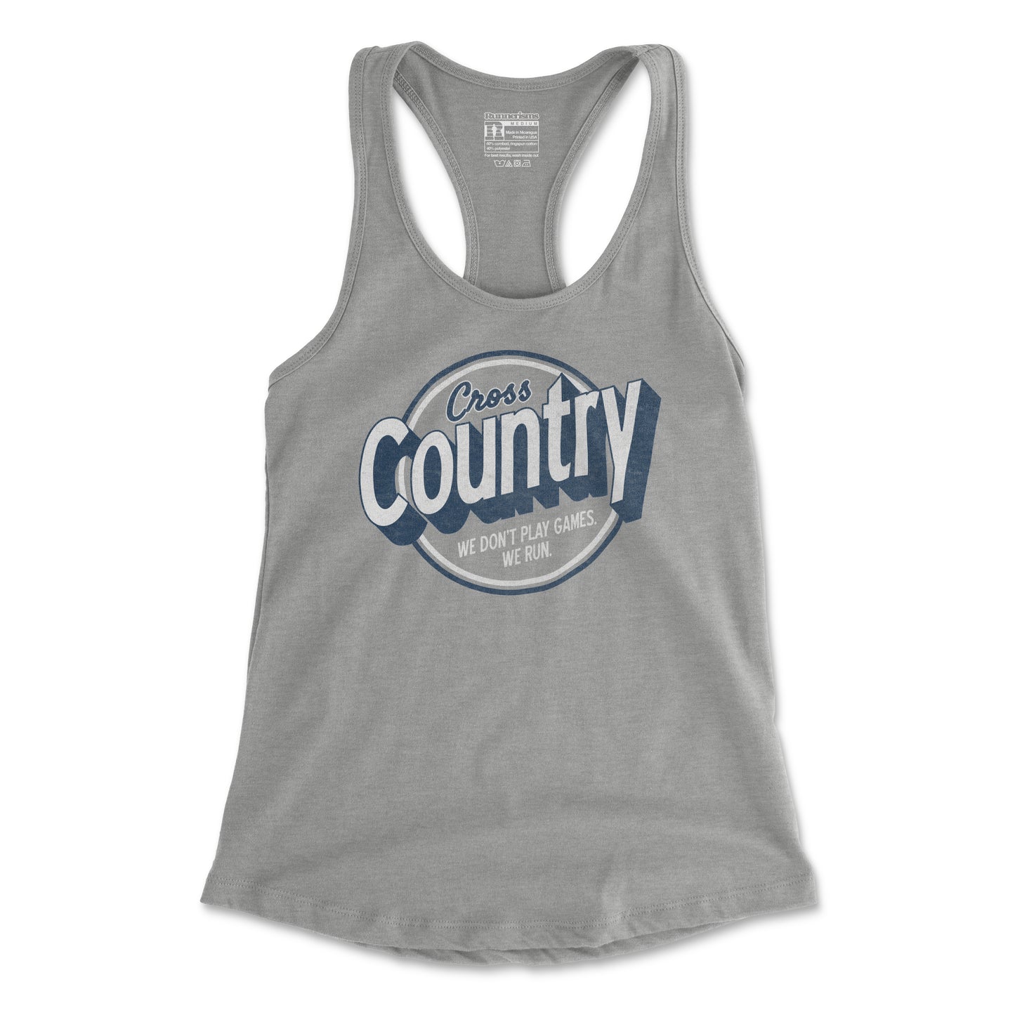 Cross Country We Don't Play Games We Run - Women's Racerback Tank