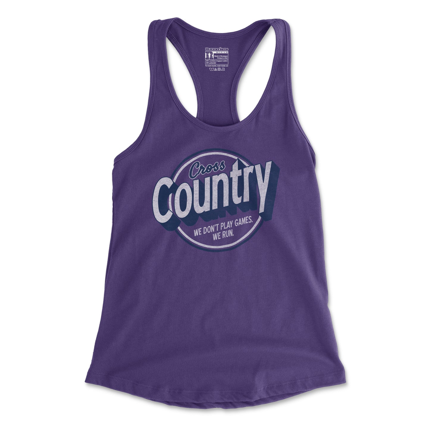 Cross Country We Don't Play Games We Run - Women's Racerback Tank