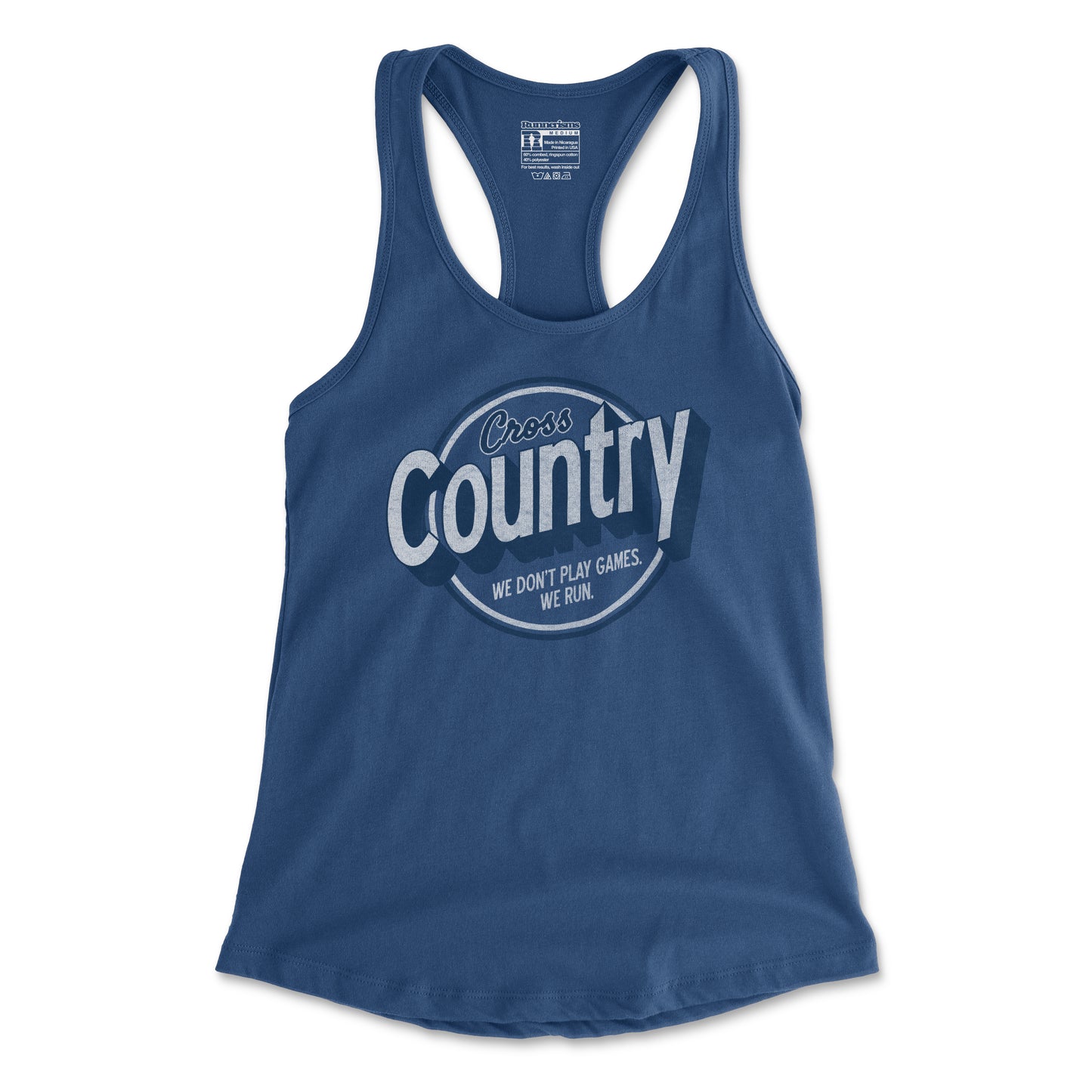 Cross Country We Don't Play Games We Run - Women's Racerback Tank