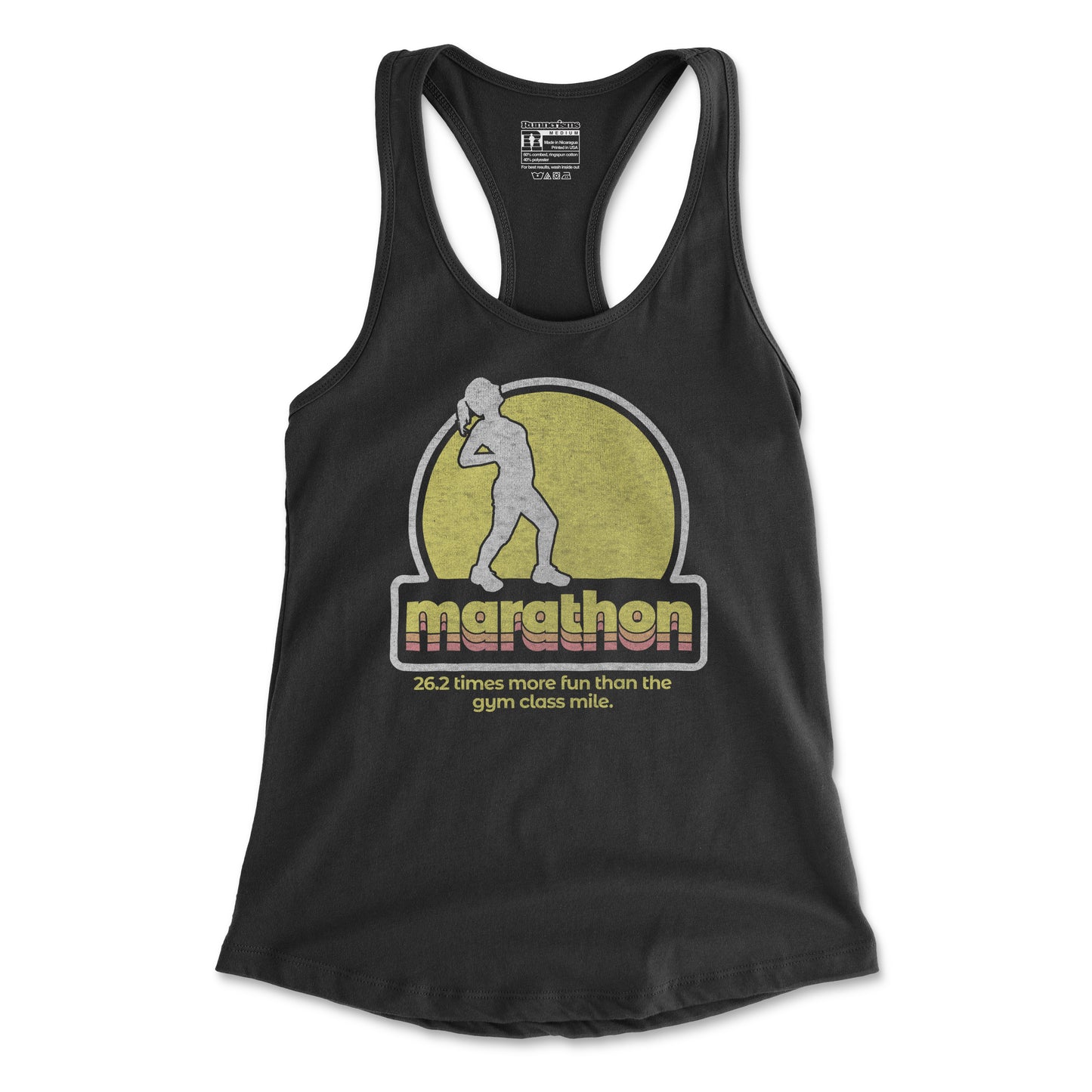 Marathon 26.2 Times More Fun Than The Gym Class Mile - Women's Racerback Tank