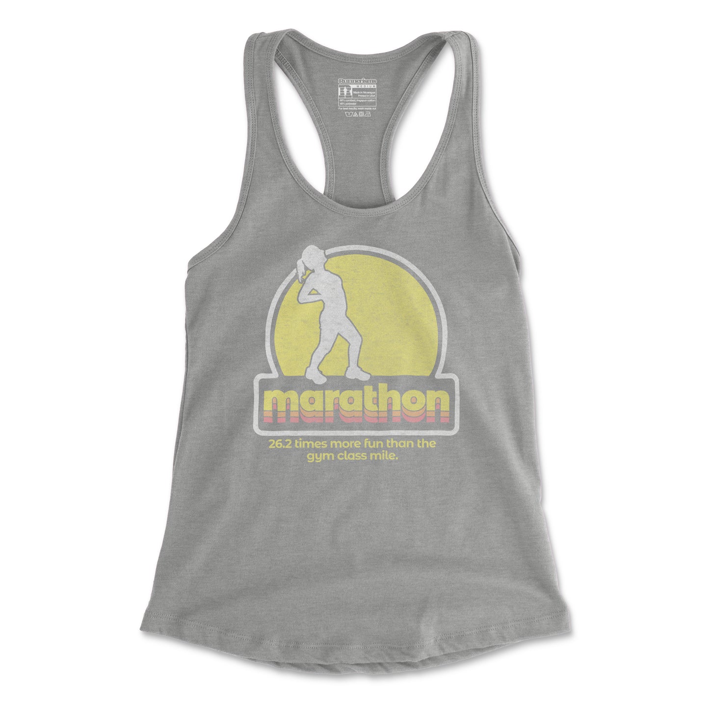 Marathon 26.2 Times More Fun Than The Gym Class Mile - Women's Racerback Tank