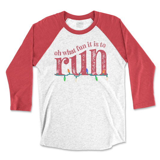 Oh What Fun It Is To Run - Unisex EverSoft 3/4 Sleeve Raglan T Shirt